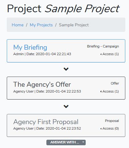 Screenshot Advertising Briefing Process on Admaner Marketing Project Manager
