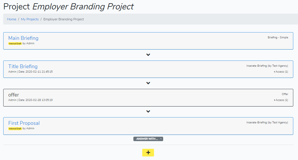 Marketing Projects: The module to exchange briefings, offers and proposals between the Marketing team and Agency